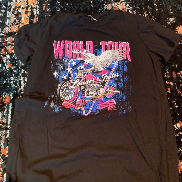 Fashion Nova Tops - Fashion Nova Word Tour Black Tee 2XL